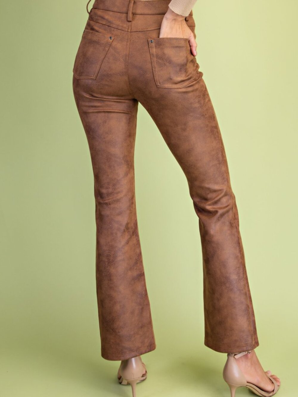 Gigio's Faux Suede Bootcut Cropped Pants - Picture 6 of 6